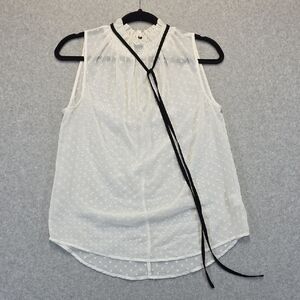 XOXO White Sleeveless Blouse with Black Tie